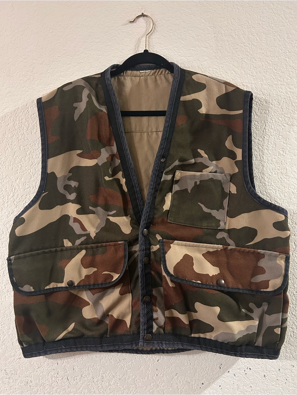 Vintage Camo Hunting Vest Fishing Camouflage USA Sz Large